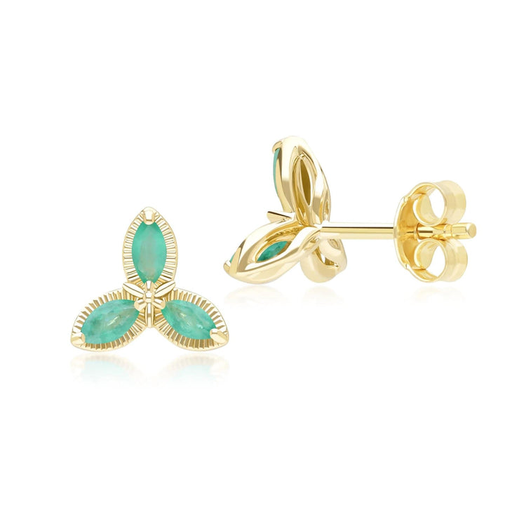 floral-marquise-emerald-stud-earrings-in-9ct-yellow-gold-132e2931039 Side