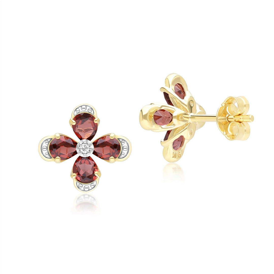 floral-garnet-diamond-stud-earrings-in-9ct-yellow-gold-132e2932029 Side