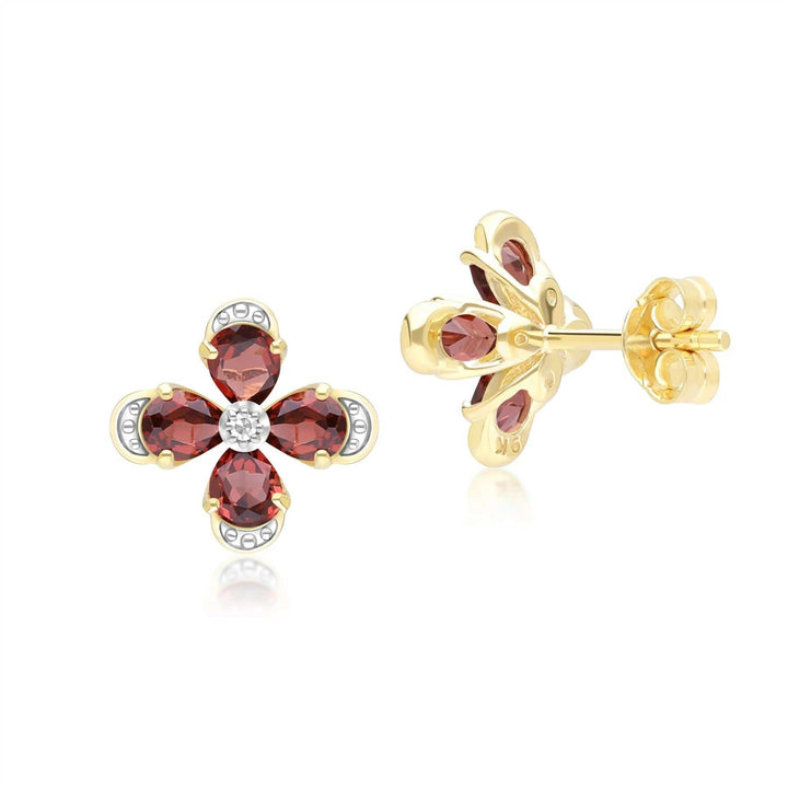 floral-garnet-diamond-stud-earrings-in-9ct-yellow-gold-132e2932029 Side