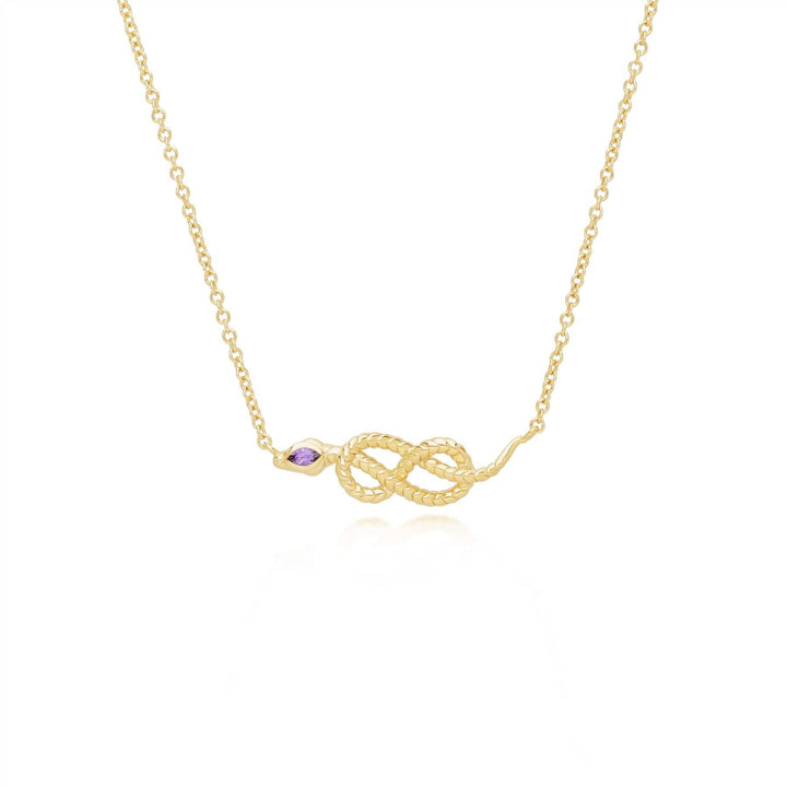253N365802925 ECFEW™ Amethyst Winding Snake Pendant Necklace in Gold Plated Sterling Silver