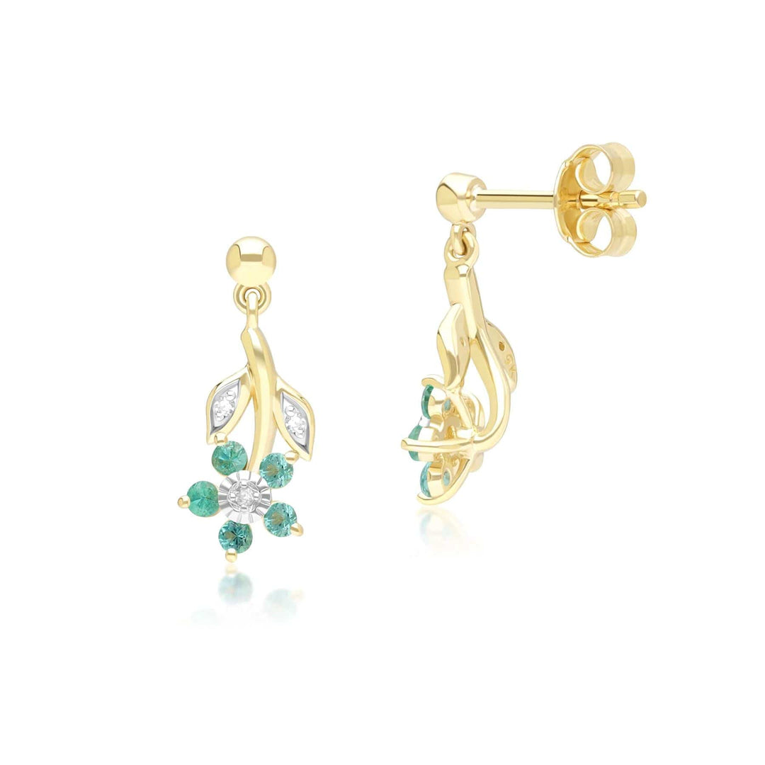 floral-emerald-diamond-drop-earrings-in-9ct-yellow-gold-132e2933049 Side