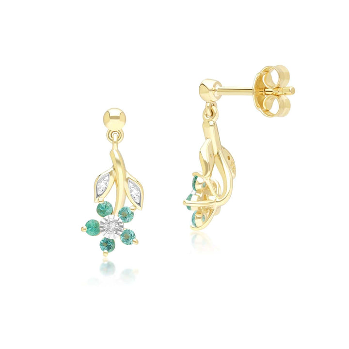 floral-emerald-diamond-drop-earrings-in-9ct-yellow-gold-132e2933049 Side
