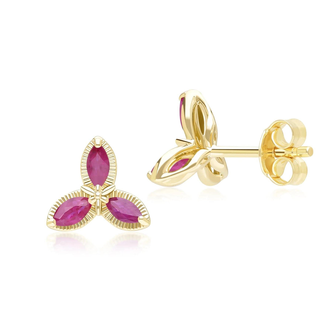 floral-marquise-ruby-stud-earrings-in-9ct-yellow-gold-132e2931029 Side