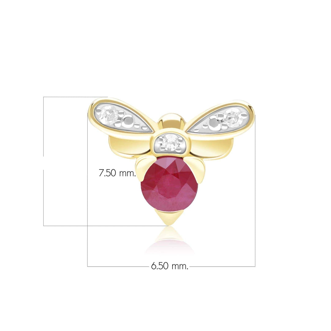 Honeycomb Inspired Ruby and Diamond Bee Pin in 9ct Yellow GoldDimensions  135T0001019