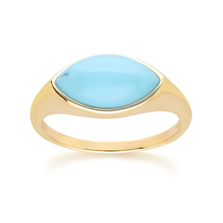 Anillo clásico de turquesa marquesa en oro amarillo de 9 quilates