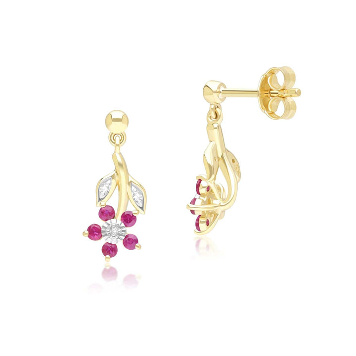 floral-ruby-diamond-drop-earrings-in-9ct-yellow-gold-132e2933029 Side