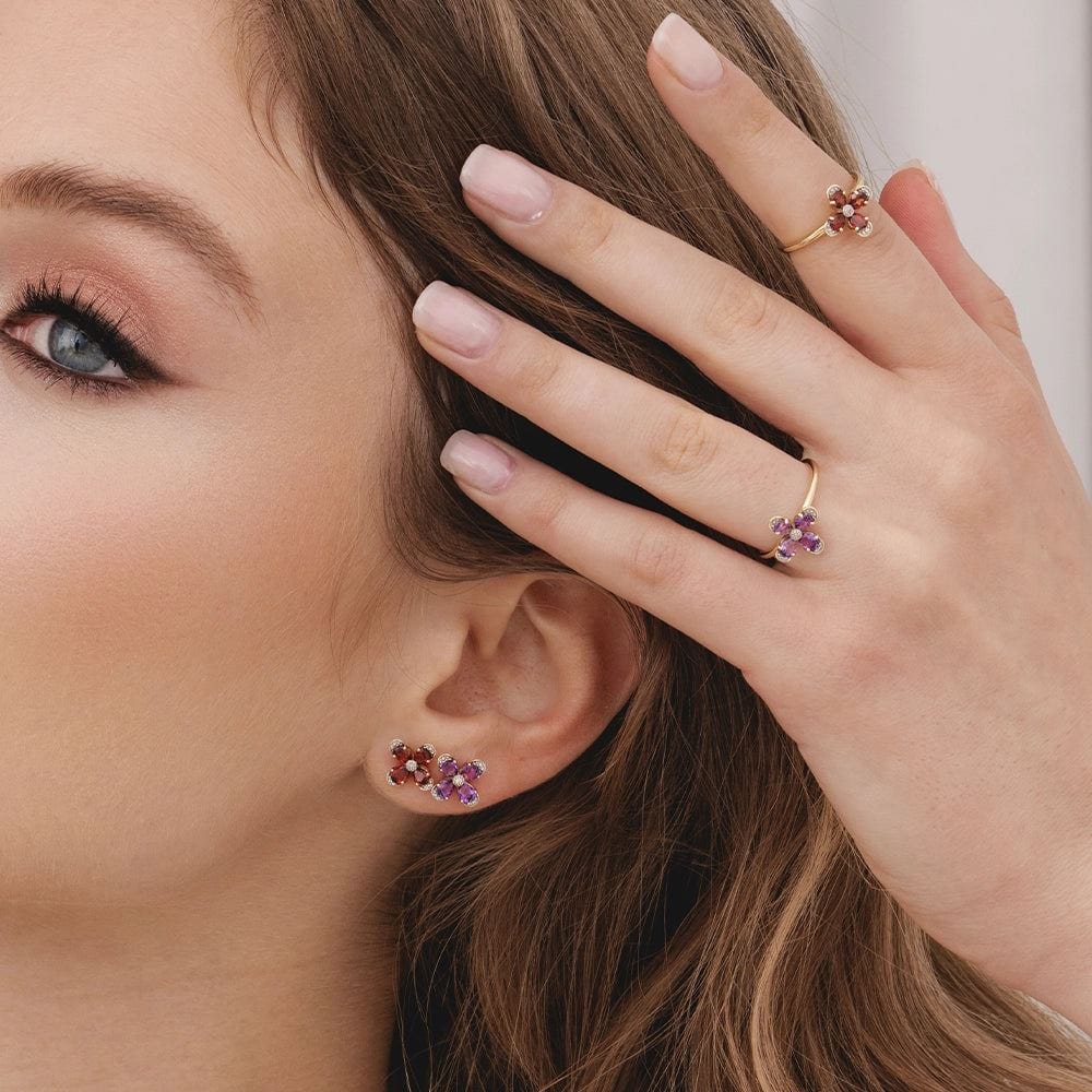 floral-amethyst-diamond-stud-earrings-in-9ct-yellow-gold-132e2932039 on Model