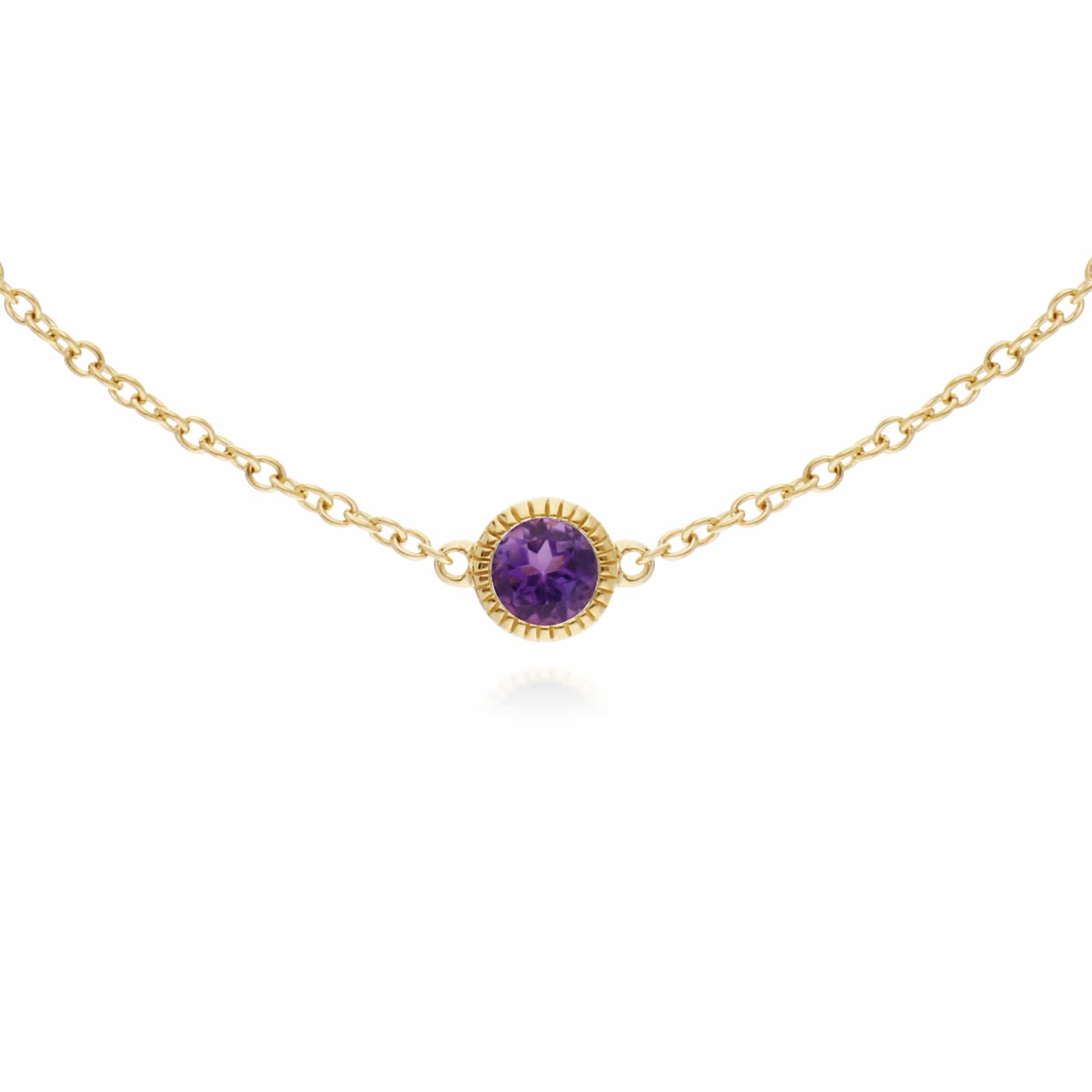 Gemondo 9ct Yellow Gold Amethyst Single Stone Round Milgrain 19cm Bracelet - Gemondo