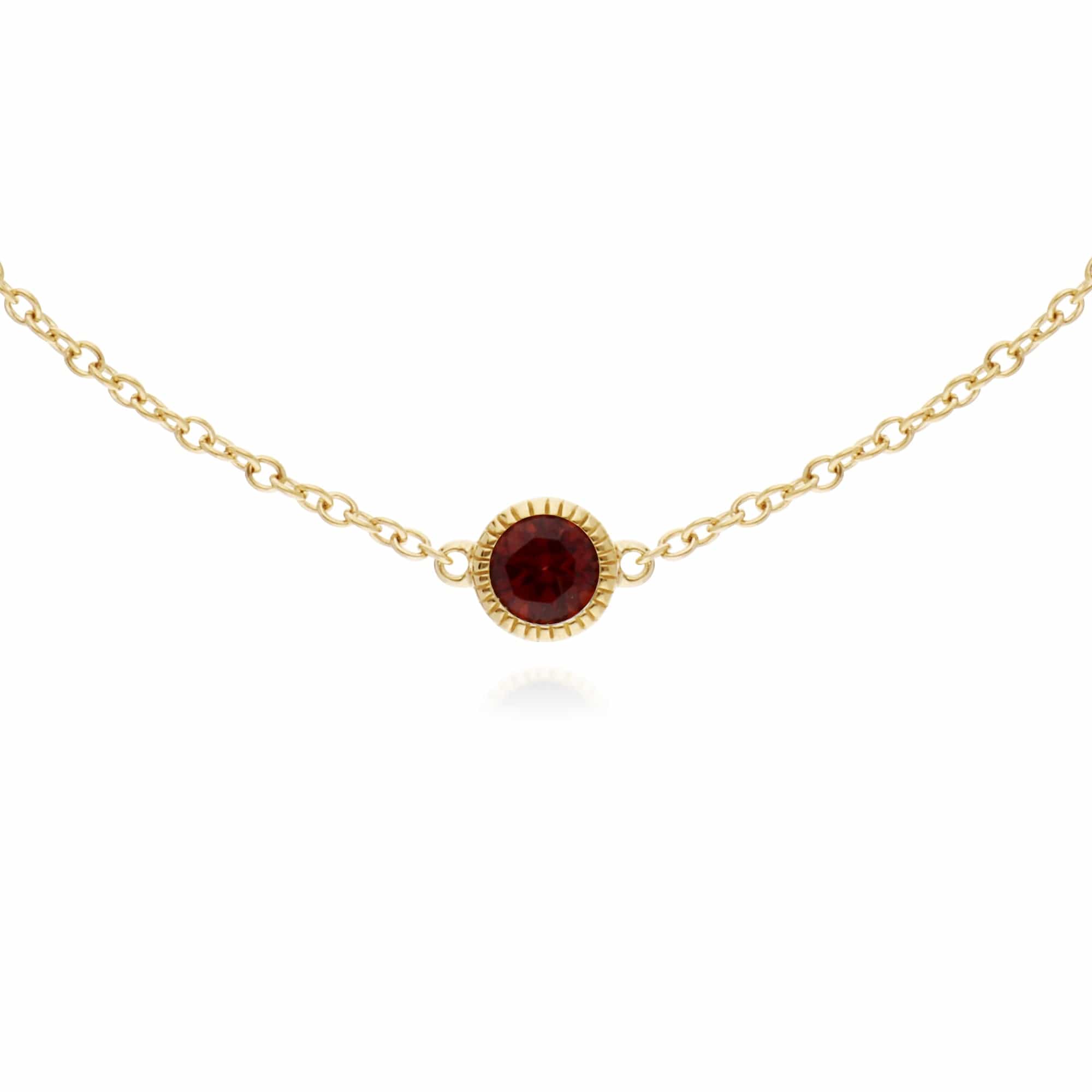Gemondo 9ct Yellow Gold Garnet Single Stone Round Milgrain 19cm Bracelet - Gemondo
