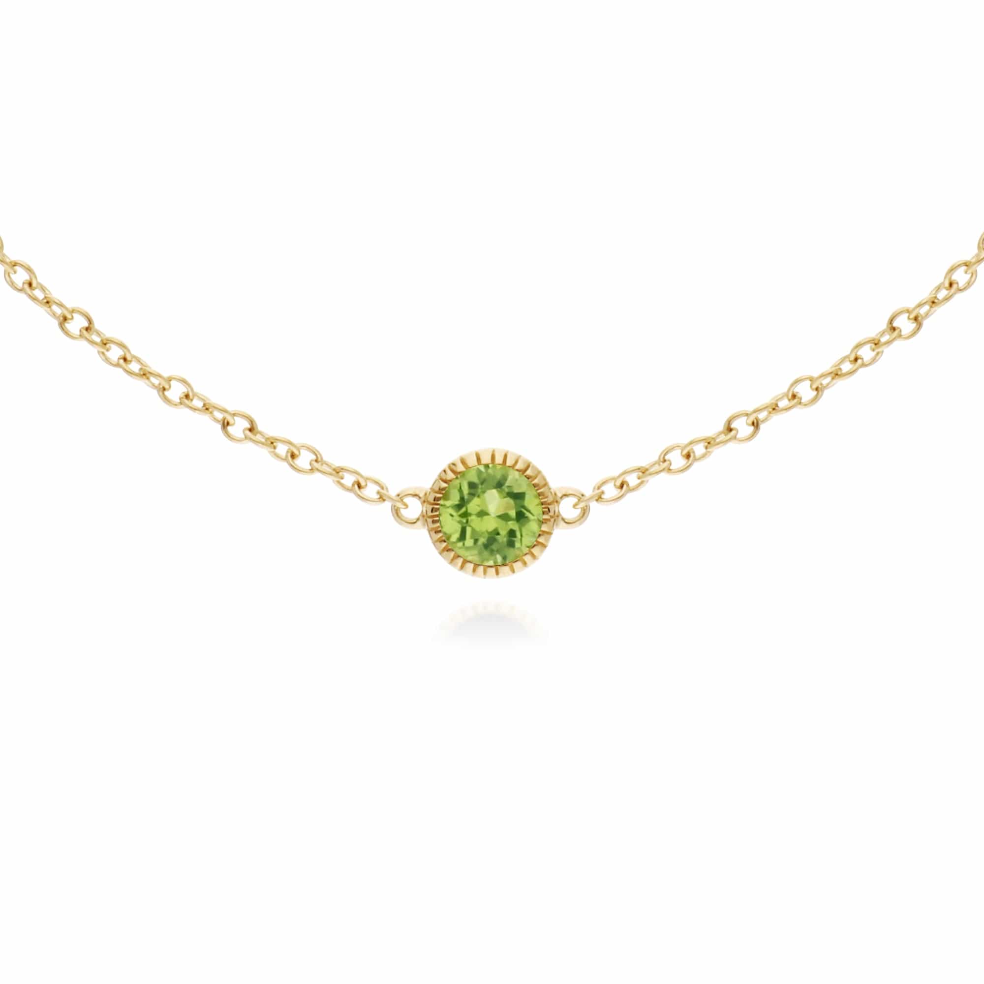 Gemondo 9ct Yellow Gold Peridot Single Stone Round Milgrain 19cm Bracelet - Gemondo