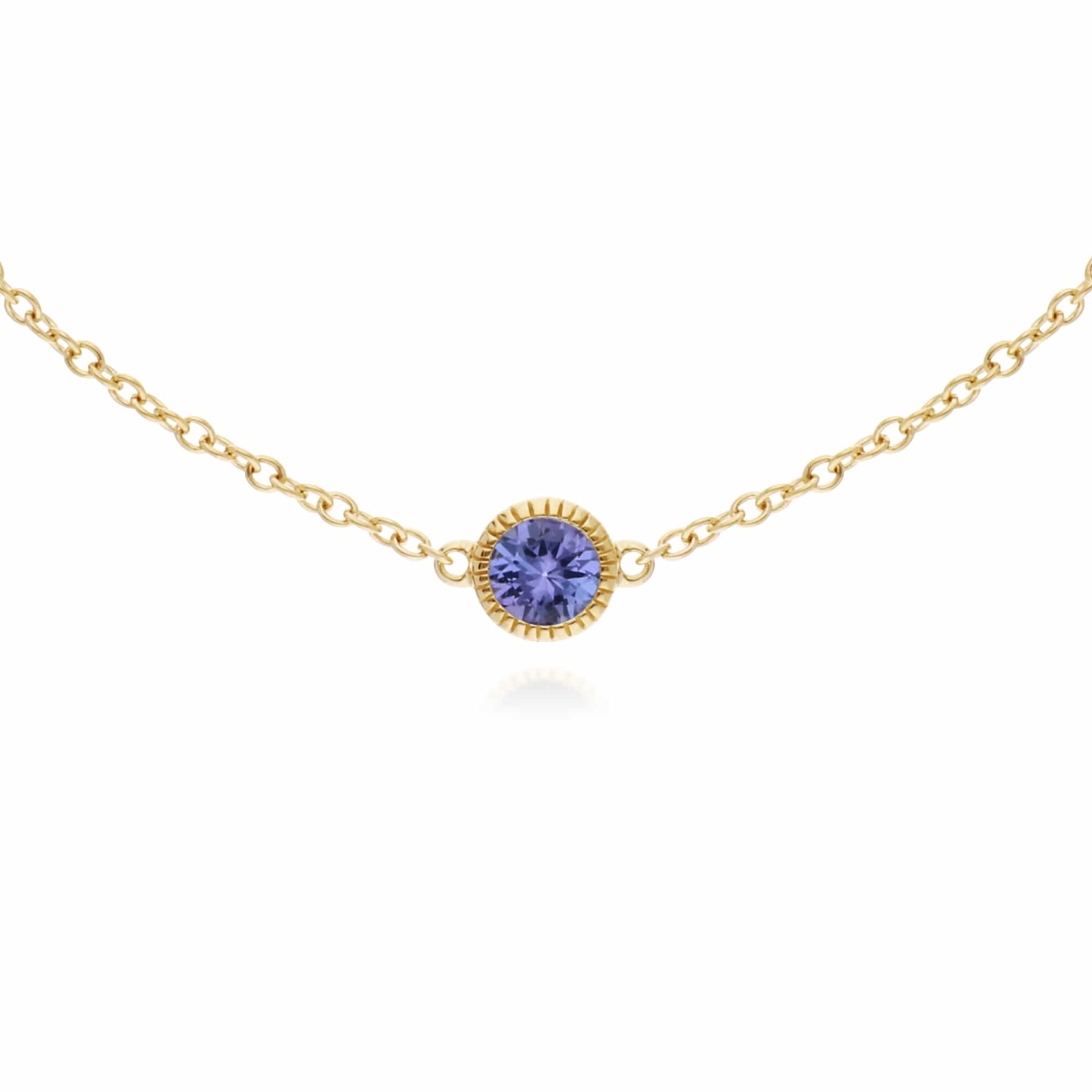 Gemondo 9ct Yellow Gold Tanzanite Single Stone Round Milgrain 19cm Bracelet - Gemondo