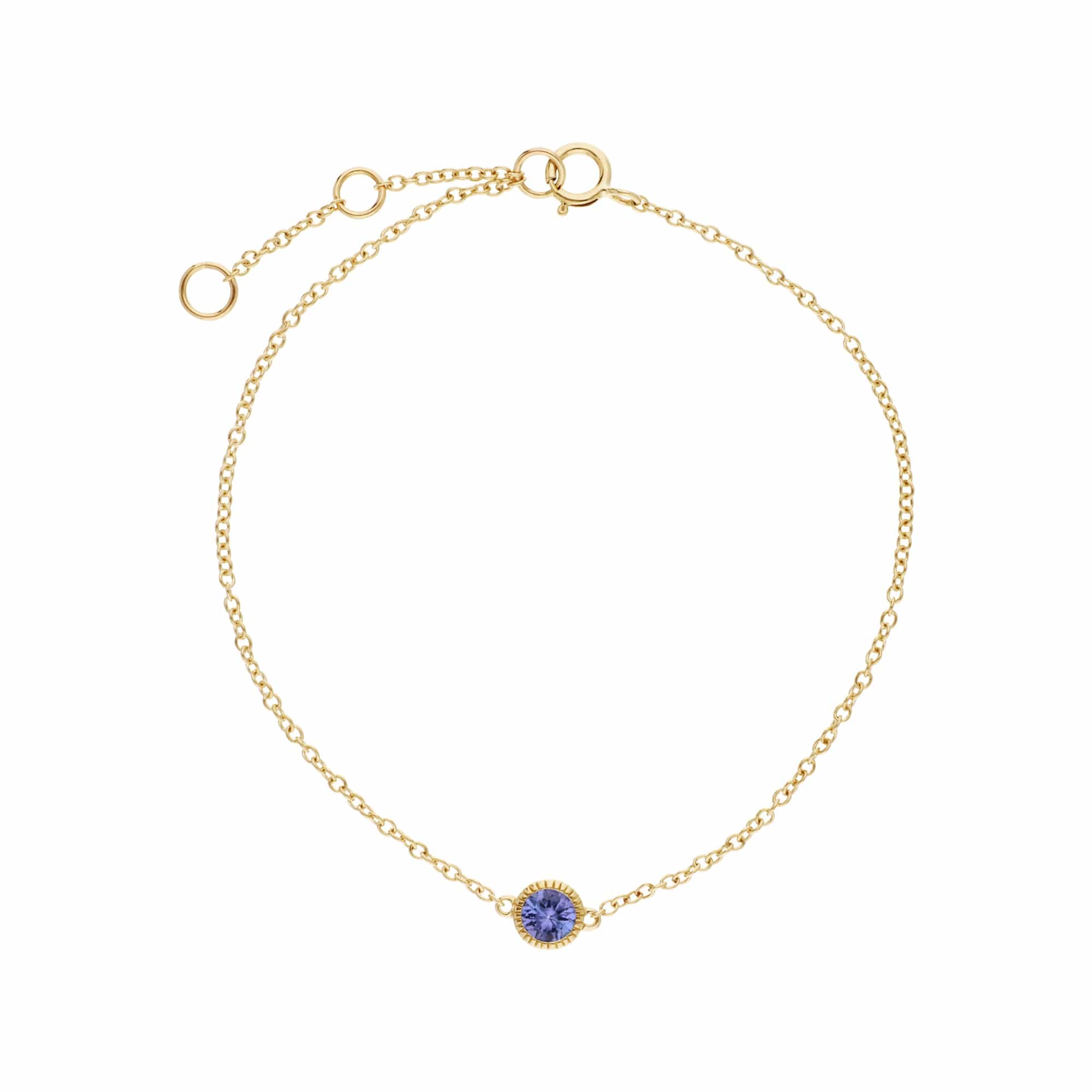 Gemondo 9ct Yellow Gold Tanzanite Single Stone Round Milgrain 19cm Bracelet - Gemondo