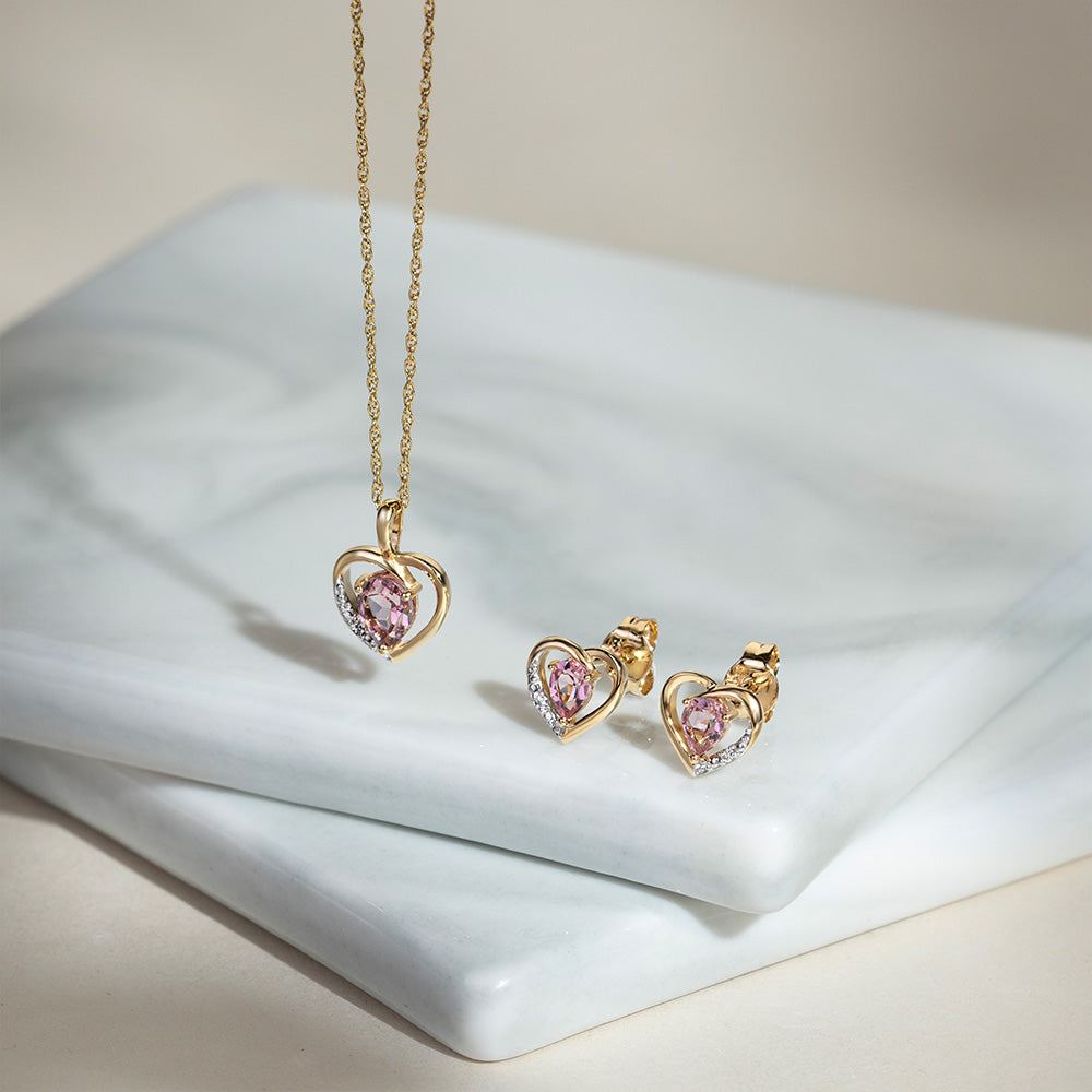 classic-pear-pink-tourmaline-diamond-heart-stud-earrings-in-9ct-yellow-gold-135e1914059 Flatlay