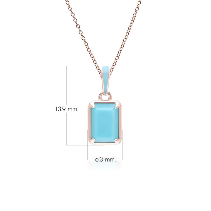 Collar con colgante de turquesa octogonal y esmalte azul de Vals Siberiano en oro vermeil rosa