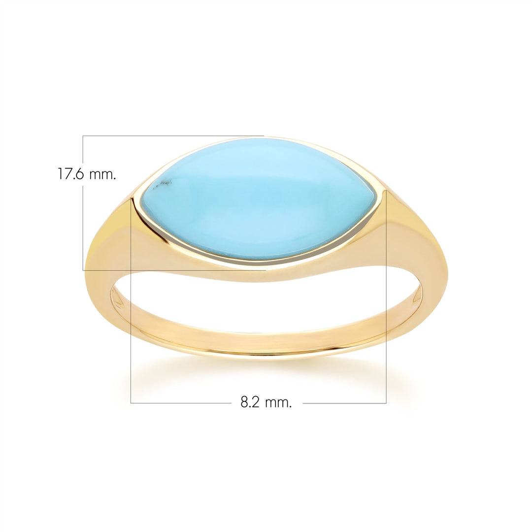 Anillo clásico de turquesa marquesa en oro amarillo de 9 quilates
