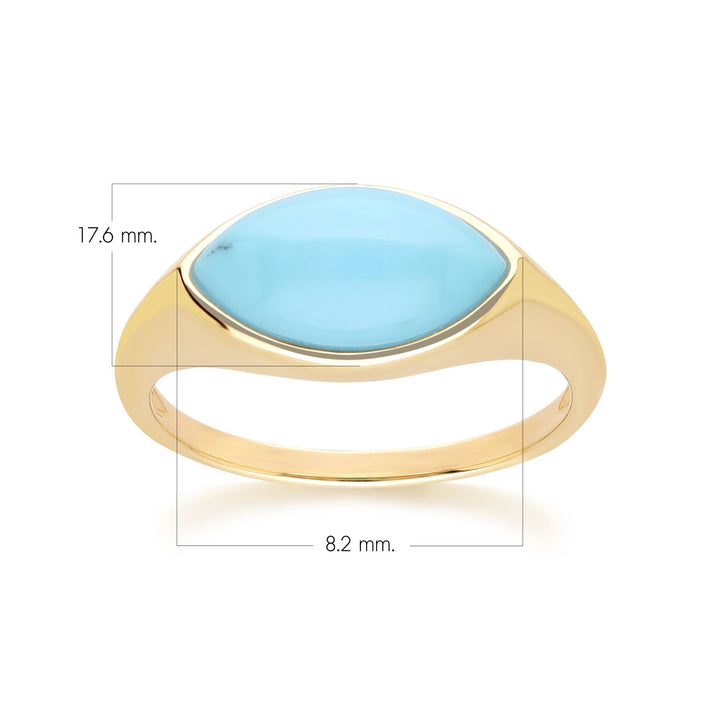 Anillo clásico de turquesa marquesa en oro amarillo de 9 quilates