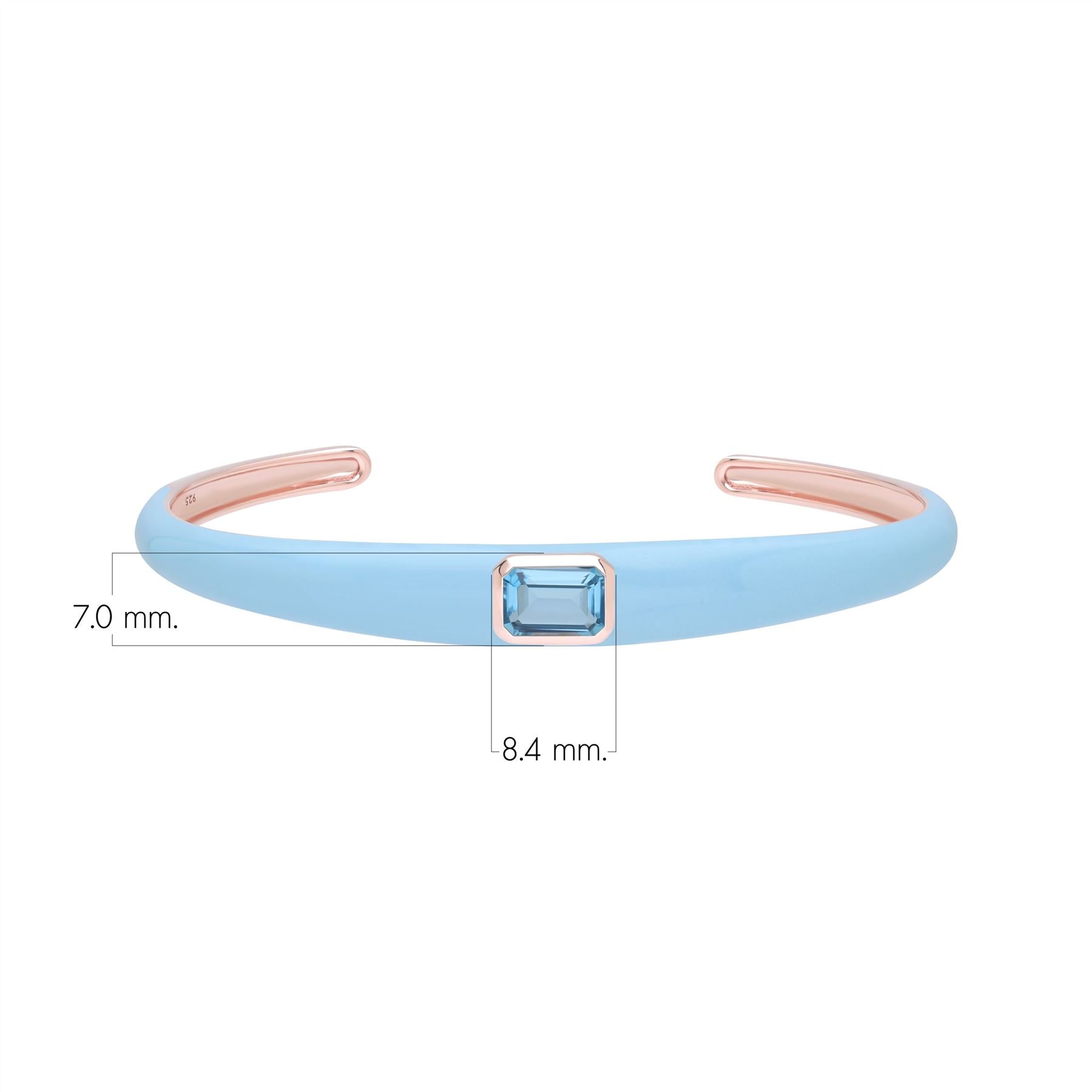 Siberian Waltz Blue Enamel & Octagon Sky Blue Topaz Bangle In Rose Gold Vermeil