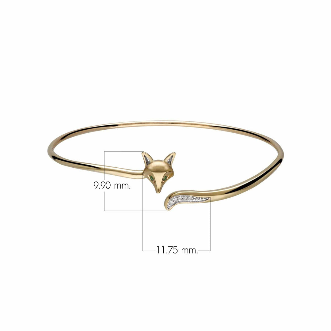 Brazalete de tsavorita gardenia y zafiro blanco en oro amarillo de 9 quilates.