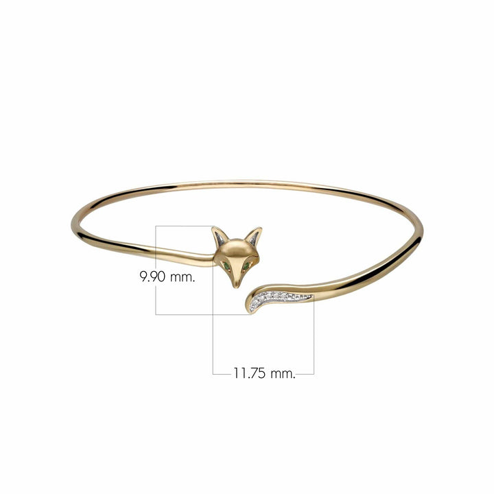 Brazalete de tsavorita gardenia y zafiro blanco en oro amarillo de 9 quilates.