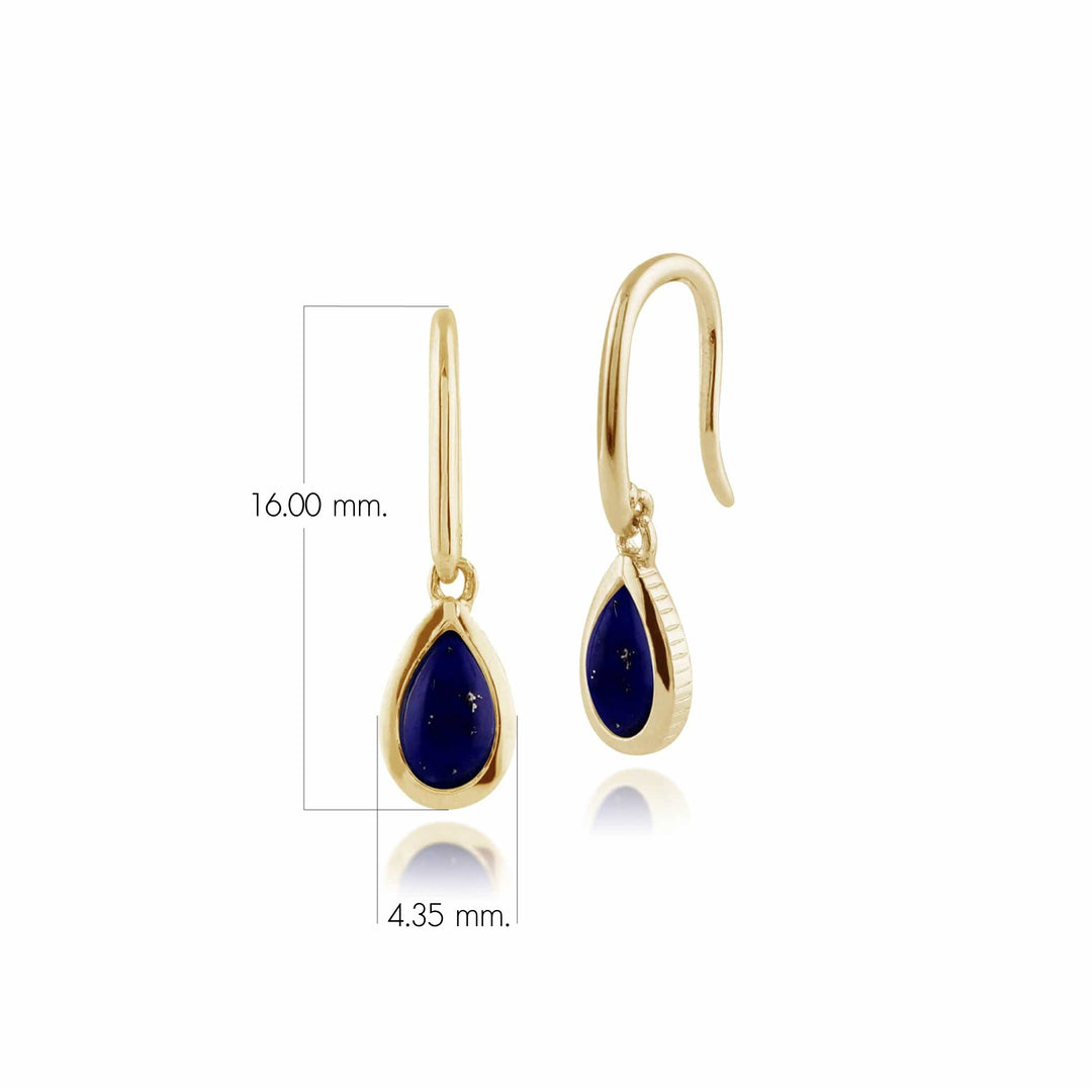 Aretes colgantes clásicos de pera y lapislázuli en oro amarillo de 9 quilates
