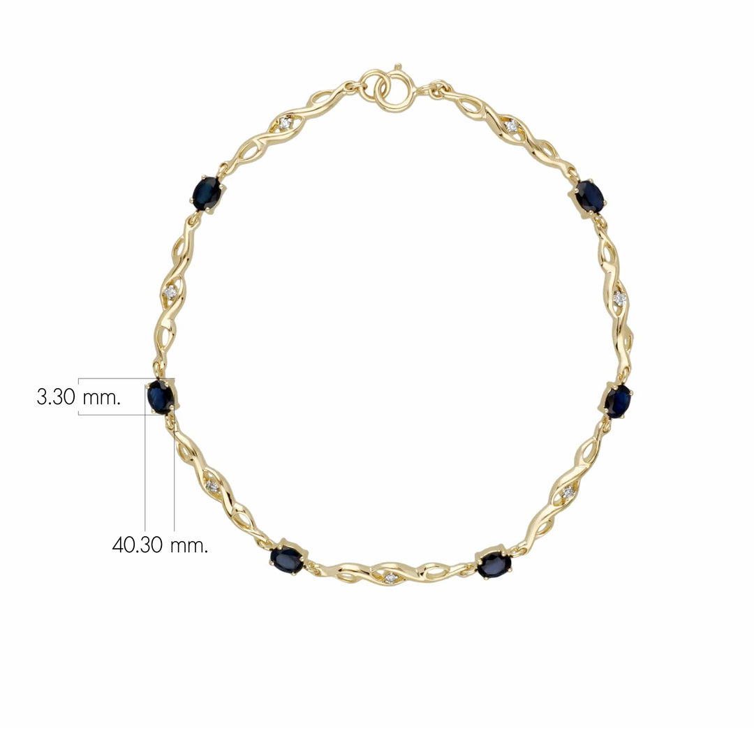 Brazalete de tenis estilo clásico con diamantes y esmeraldas ovaladas en oro amarillo de 9 quilates