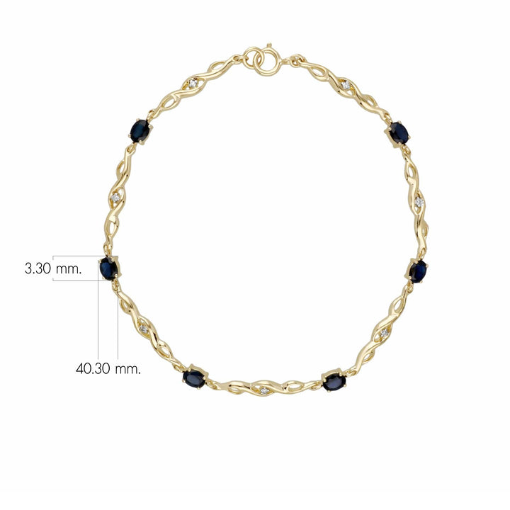 Brazalete de tenis estilo clásico con diamantes y esmeraldas ovaladas en oro amarillo de 9 quilates