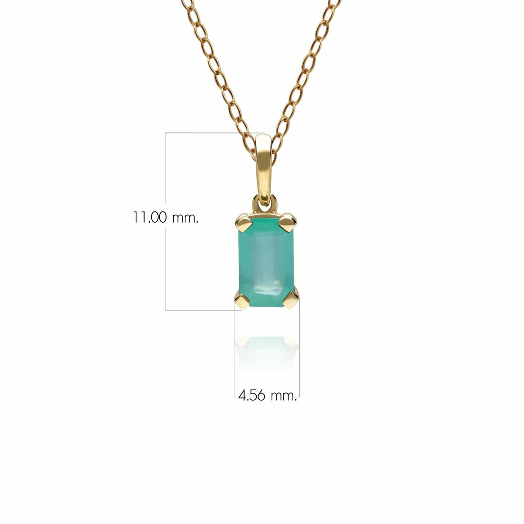 Colgante clásico de esmeralda baguette en oro amarillo de 9 ct