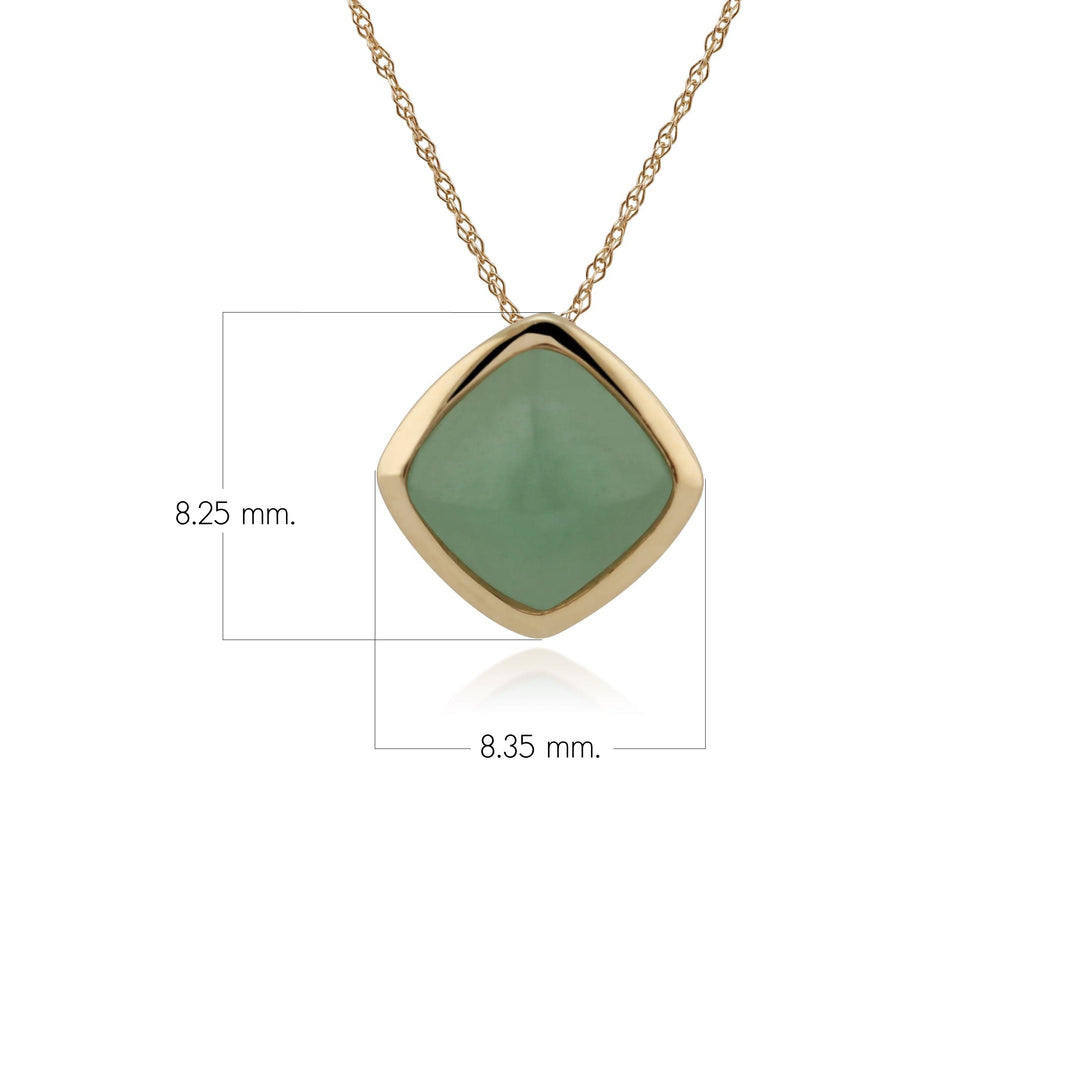Colgante clásico con bisel de jade verde de talla cojín en oro amarillo de 9 quilates