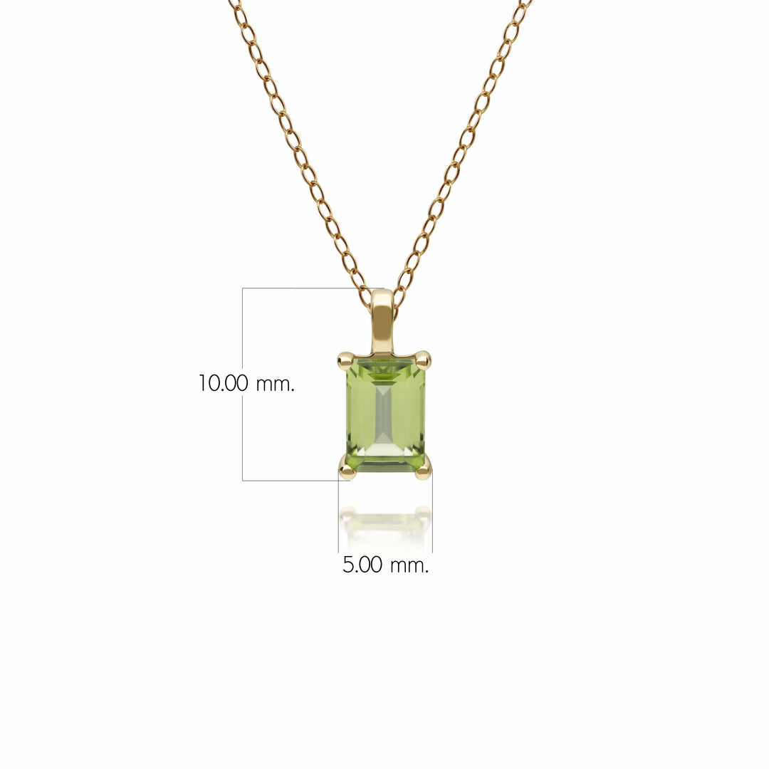 Colgante clásico de peridoto baguette en oro amarillo de 9 ct