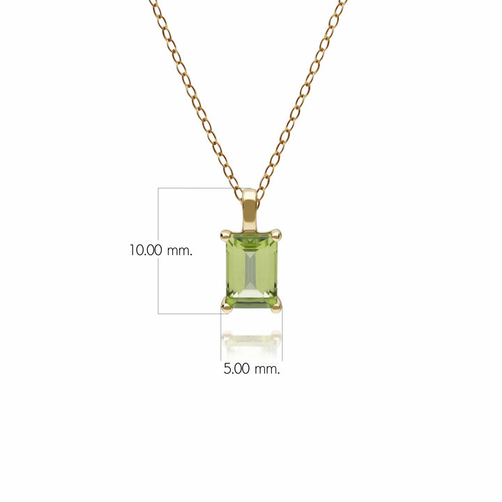 Colgante clásico de peridoto baguette en oro amarillo de 9 ct