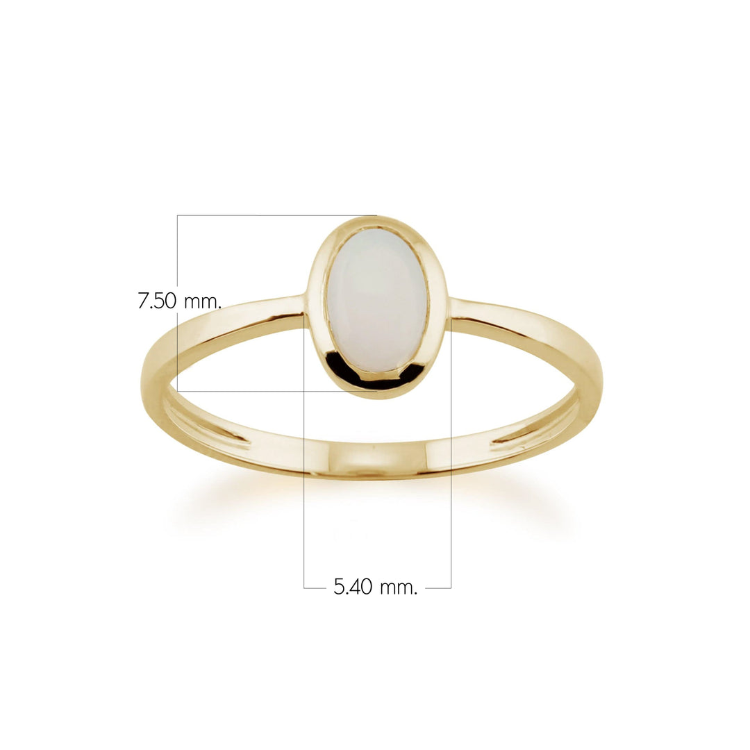 Anillo clásico de ópalo ovalado en oro amarillo de 9 quilates