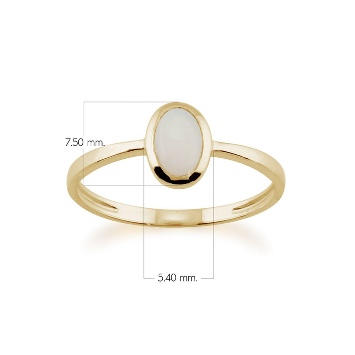 Anillo clásico de ópalo ovalado en oro amarillo de 9 quilates