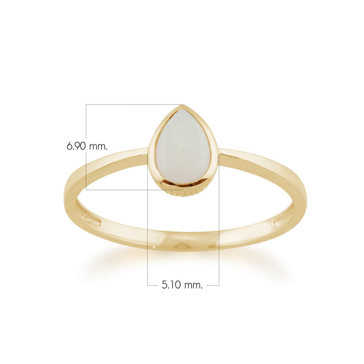 Anillo clásico de ópalo en forma de pera en oro amarillo de 9 quilates