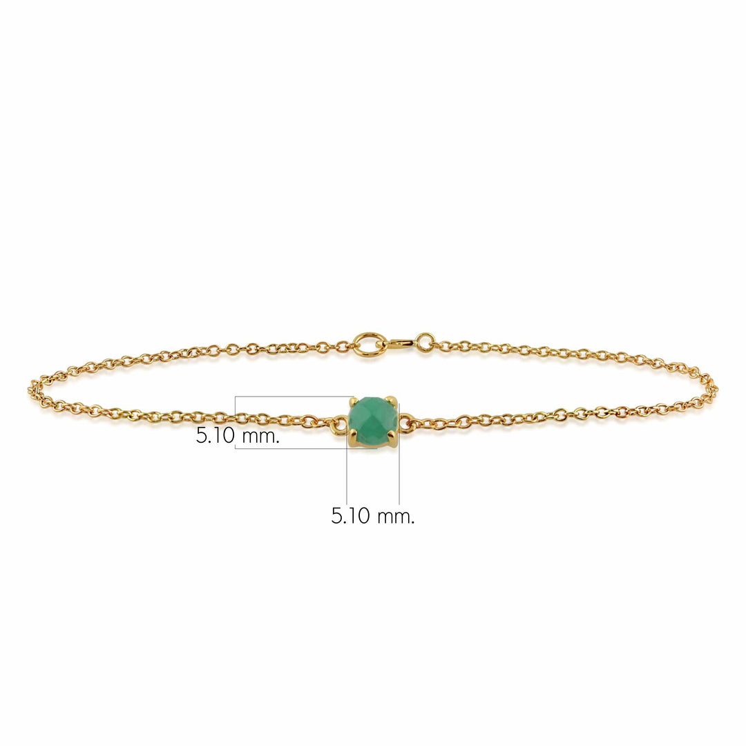 Brazalete de esmeralda redondo clásico de tablero de ajedrez en oro amarillo de 9 quilates
