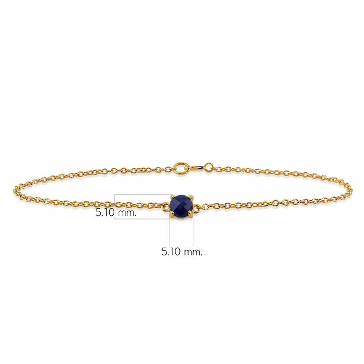 Brazalete clásico de tablero de ajedrez con zafiros redondos en oro amarillo de 9 quilates