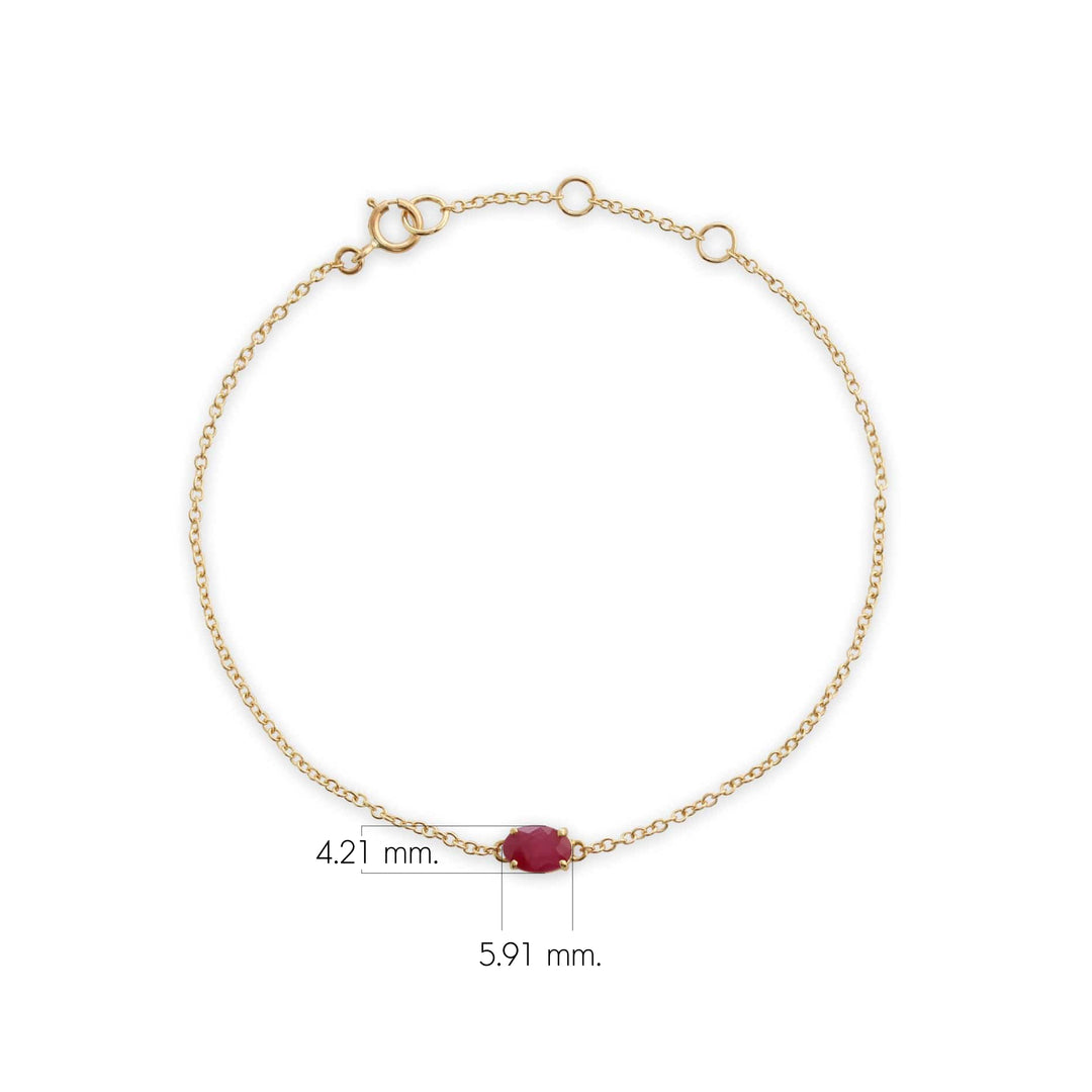 Brazalete clásico de una sola piedra con rubí ovalado en oro amarillo de 9 quilates