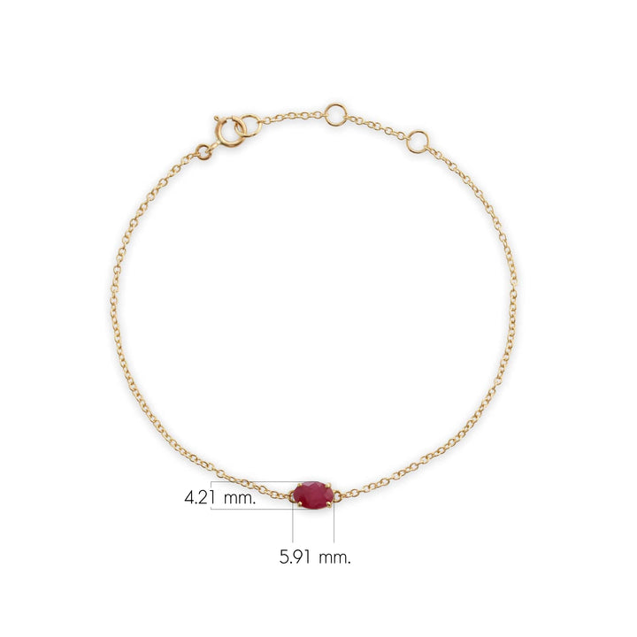 Brazalete clásico de una sola piedra con rubí ovalado en oro amarillo de 9 quilates