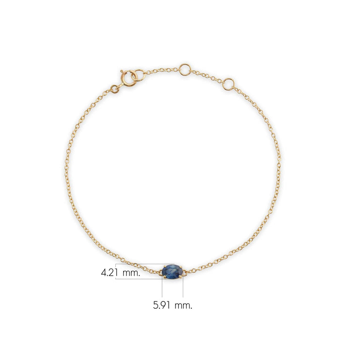 Brazalete clásico de zafiro ovalado con una sola piedra en oro amarillo de 9 quilates