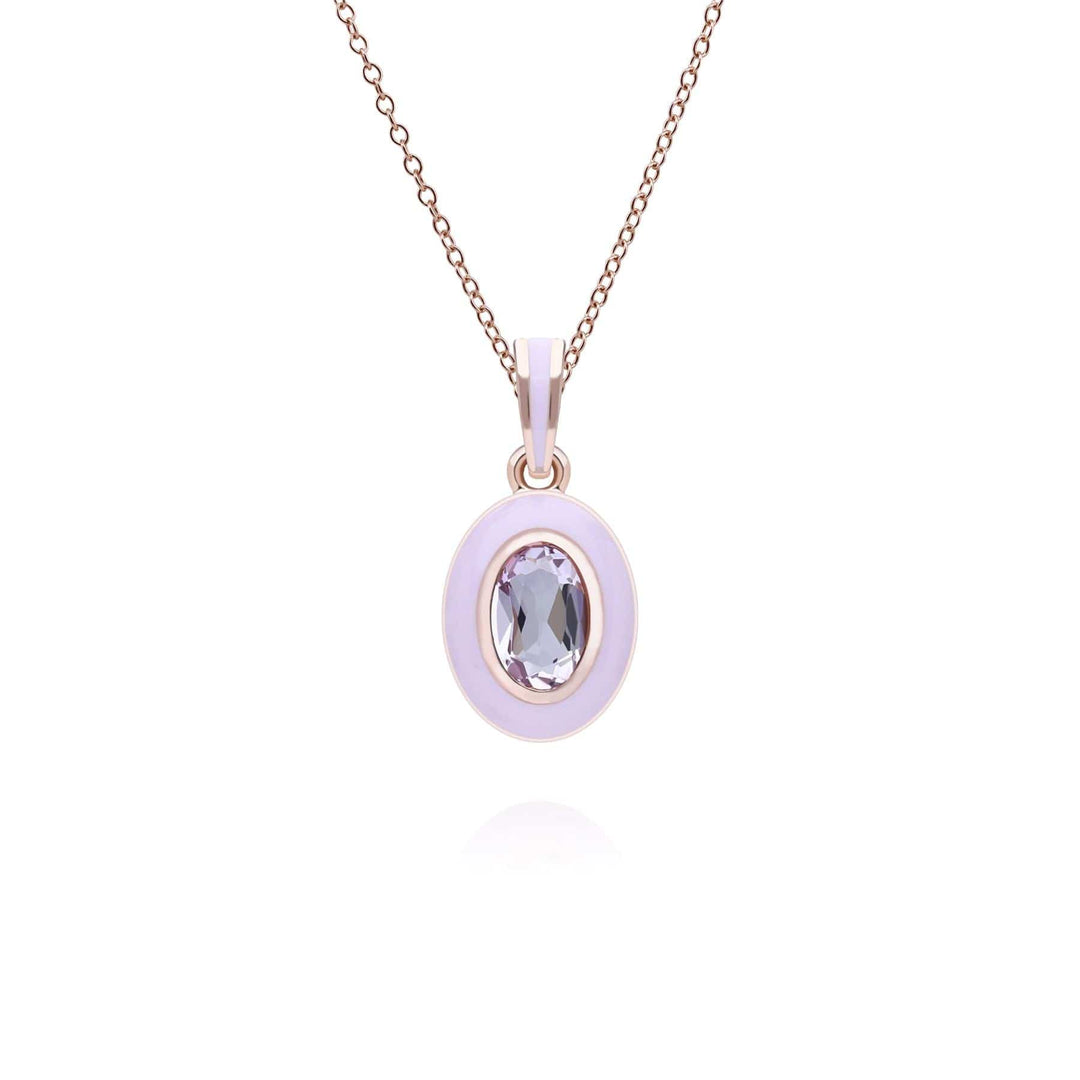 253P335601925 Siberian Waltz Violet Enamel & Pink Amethyst Pendant In 18ct Rose Gold Plated Sterling Silver Front