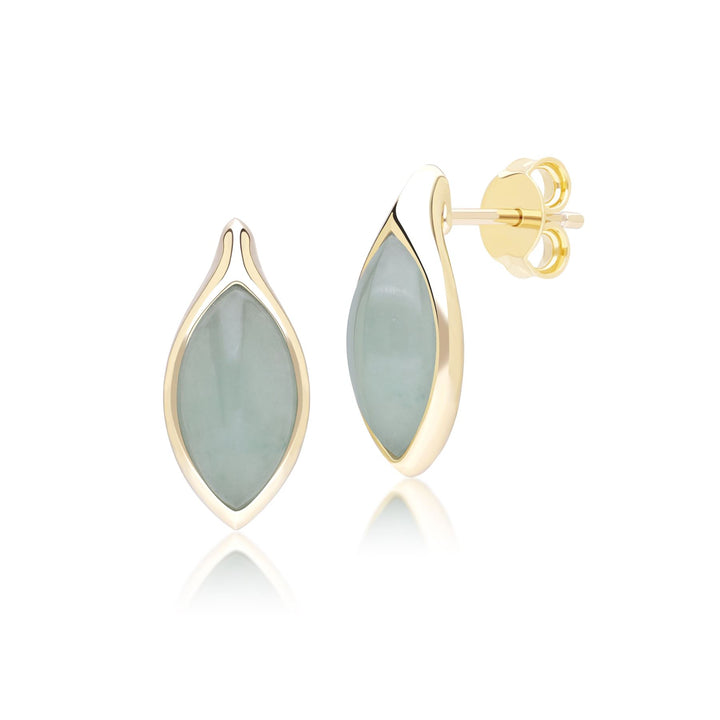 Pendientes clásicos de jadeíta verde marquesa en oro amarillo de 9 quilates