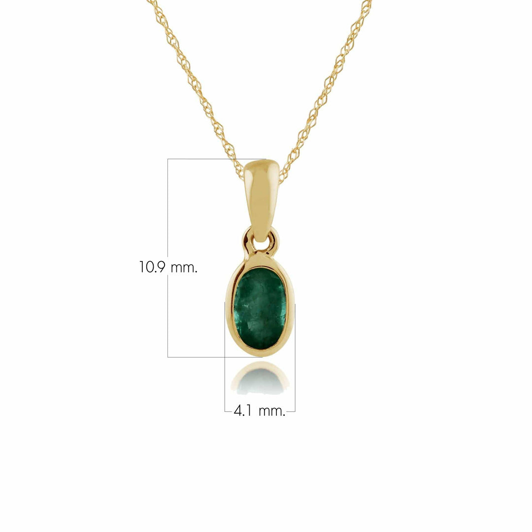Colgante clásico de esmeralda ovalada en oro amarillo de 9 ct