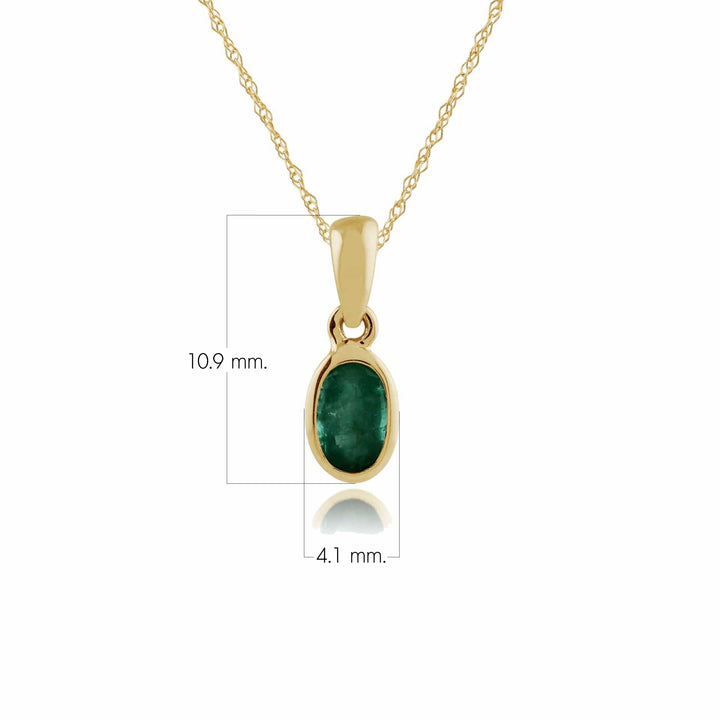 Colgante clásico de esmeralda ovalada en oro amarillo de 9 ct