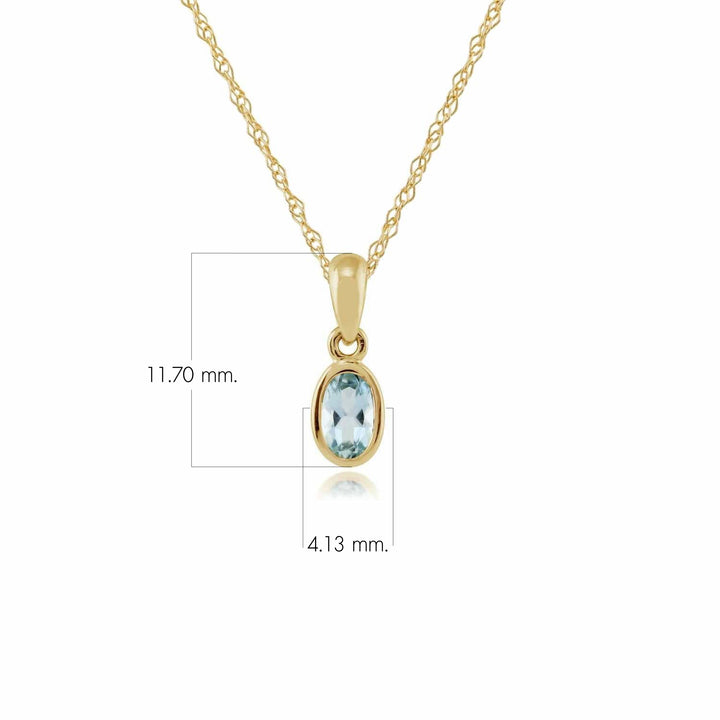 Colgante clásico de aguamarina ovalada en oro amarillo de 9 ct