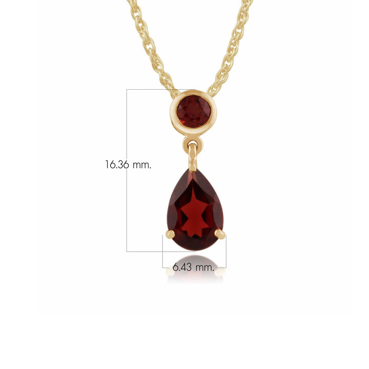 Colgante clásico de pera y granate en oro amarillo de 9 ct