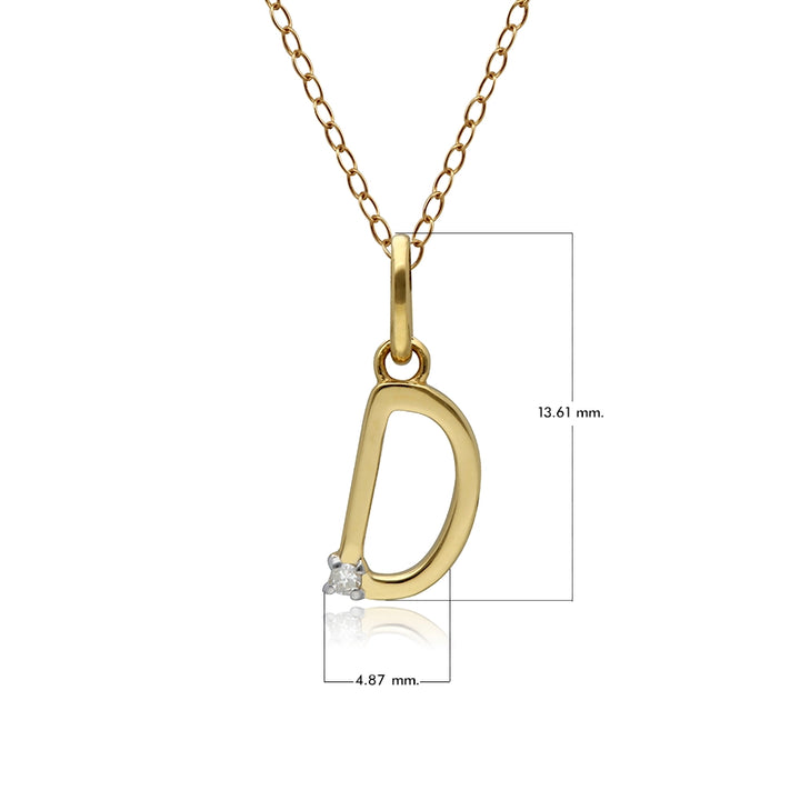 Collar inicial con letra de diamantes en oro amarillo de 9 quilates