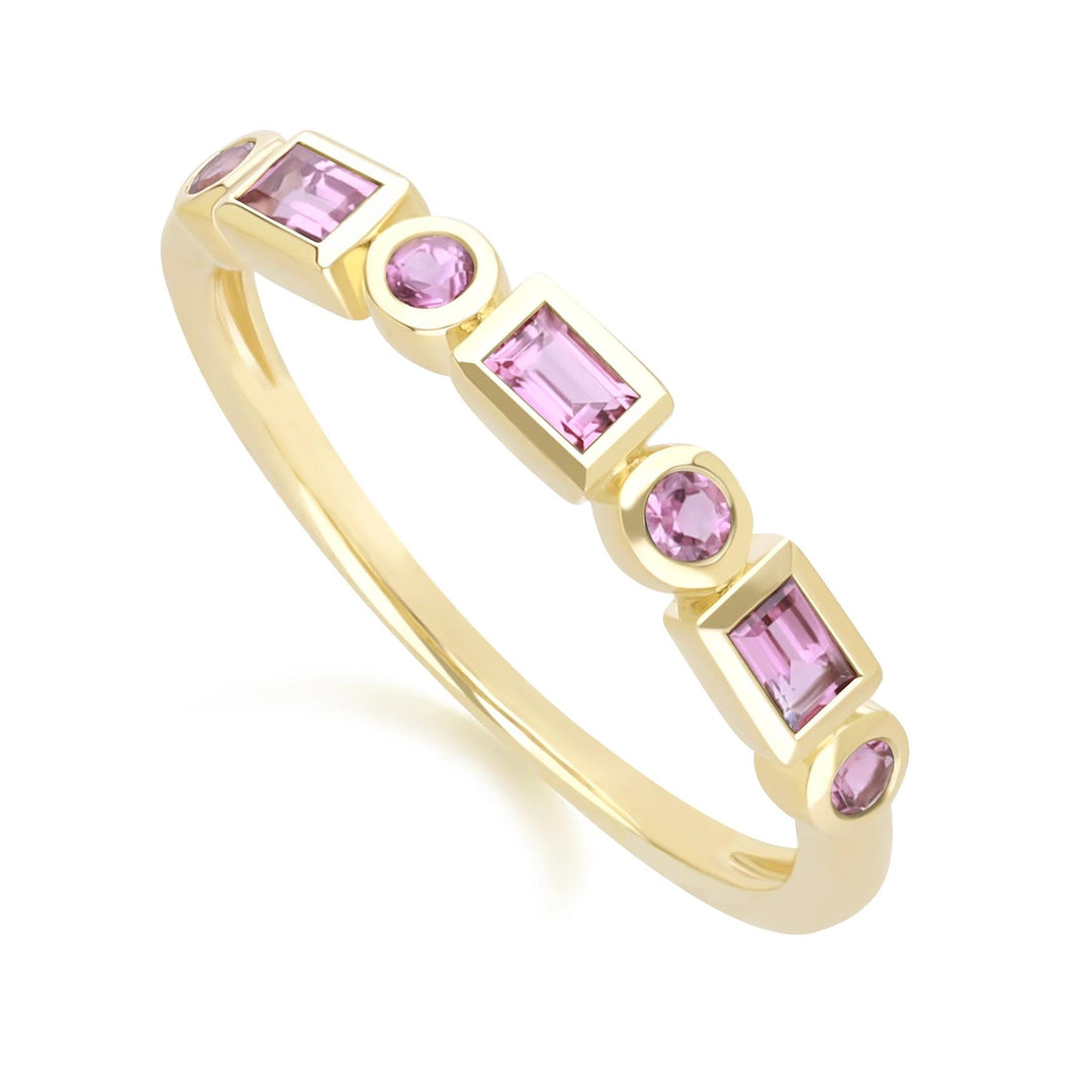 Classic Pink Tourmaline Eternity Ring in 9ct Yellow Gold