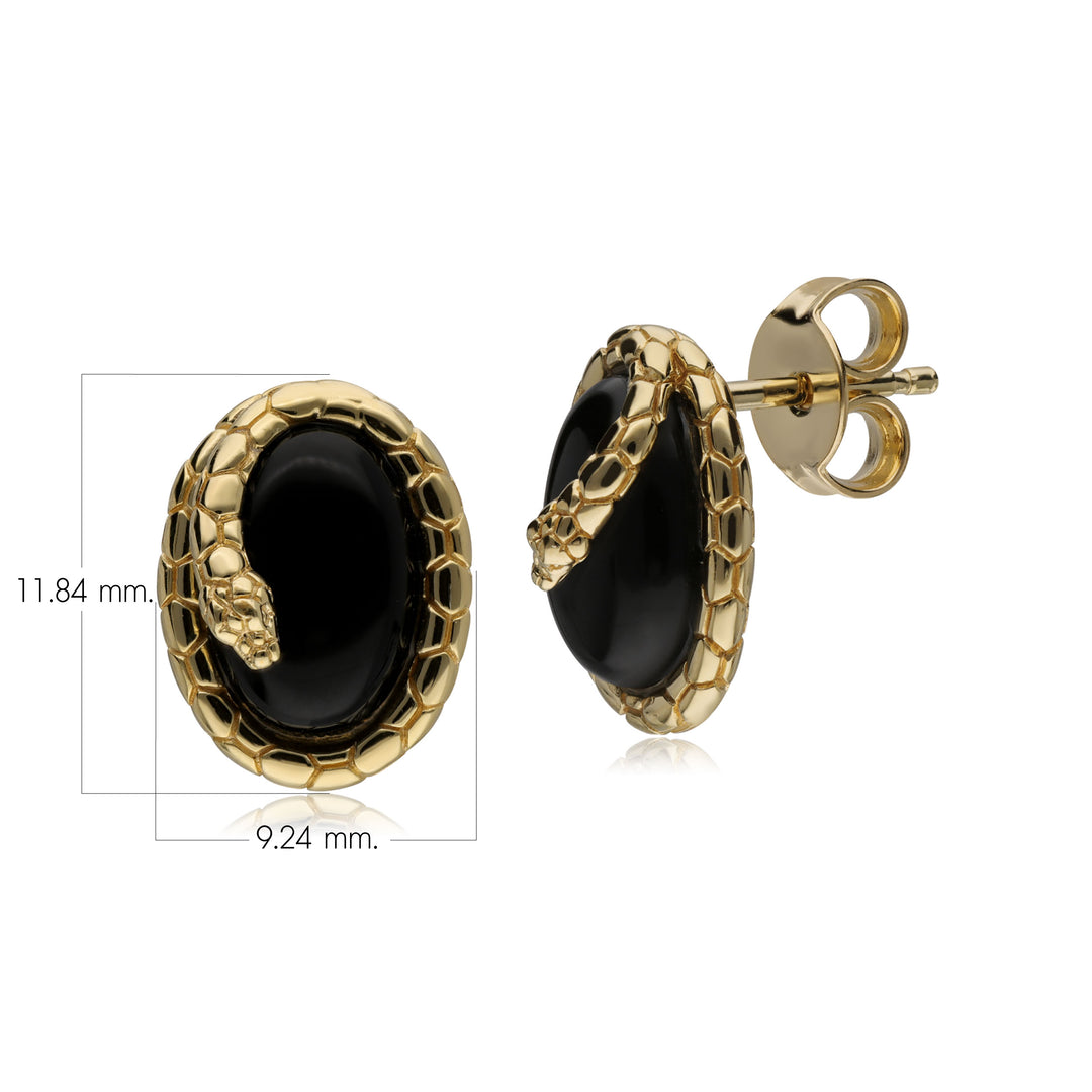 Pendientes ECFEW™ con forma de serpiente de ónix en plata de ley