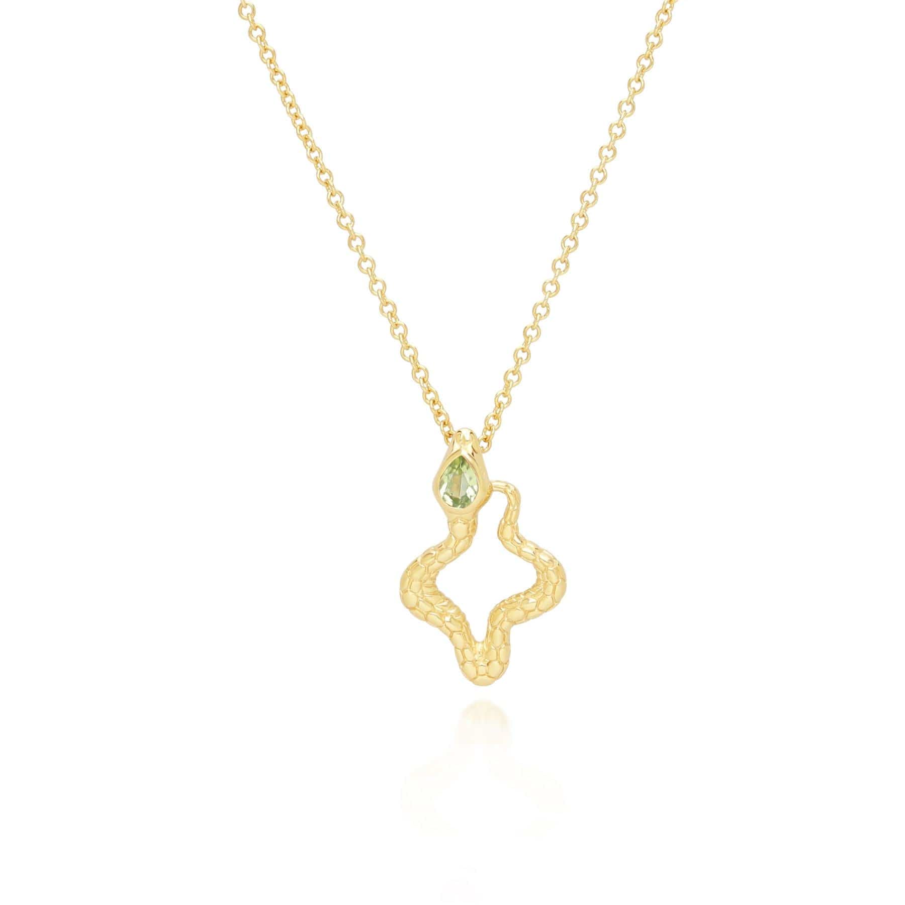 253N365703925 ECFEW™ Peridot Snake Pendant Necklace in Gold Plated Sterling Silver 