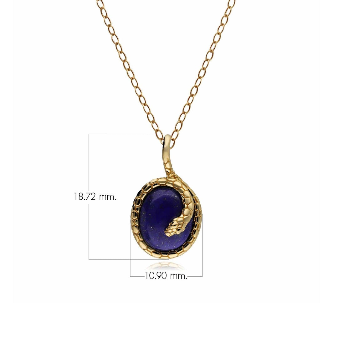 Collar con colgante de serpiente sinuosa de lapislázuli ovalado ECFEW™ en plata de ley chapada en oro