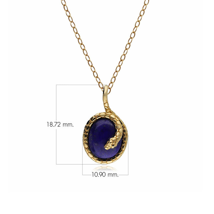 Collar con colgante de serpiente sinuosa de lapislázuli ovalado ECFEW™ en plata de ley chapada en oro